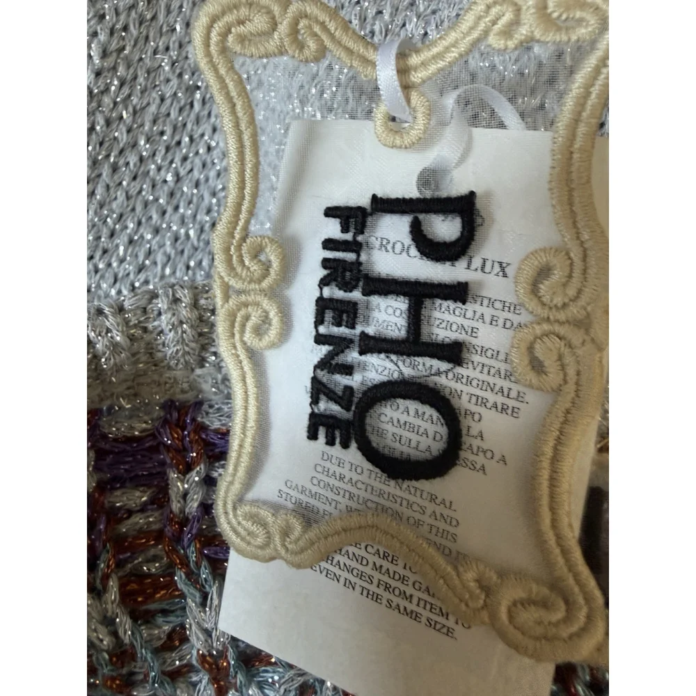 PHO Firenze Knit Skirt Size XS‎ Gray Blue Metallic Boho Stretch Italy NWT Read